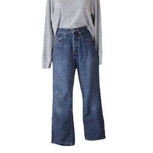 Silver Jeans Button Fly Boyfriend Size 28 Dark Denim Loose Fit Straight Leg D63